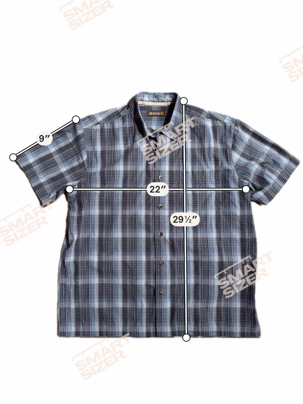 GH Bass Men Large Blue Gray Paid Short Sleeve Casual Button Down Shirt